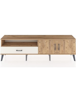 Dienni Arges Tv Ünitesi 2 Raflı Tek Çekmeceli 2 Kapaklı 176X30X51 Çam-Çam/aytaşı