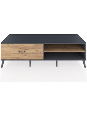 Dienni Kronos Tv Ünitesi Tek Raflı Tek Çekmeceli  176X59X51 Antrasit-Çam/çam