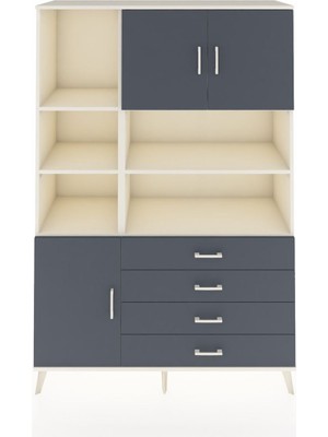 Dienni Hyperion Dolap 8 Raflı 4 Çekmeceli 3 Kapaklı 132X44X195 Aytaşı-Antrasit/antrasit
