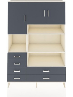 Dienni Hyperion Dolap 9 Raflı 6 Çekmeceli 3 Kapaklı 132X44X195 Aytaşı-Antrasit/antrasit