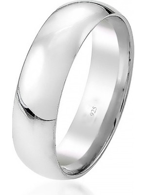 OltutaşıMarket 925 Ayar Gümüş Bombeli Klasik Alyans 6 mm