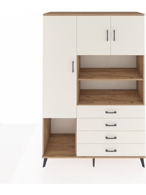 Dienni Hyperion Dolap 7 Raflı 4 Çekmeceli 3 Kapaklı 132X44X195 Çam-Aytaşı/aytaşı