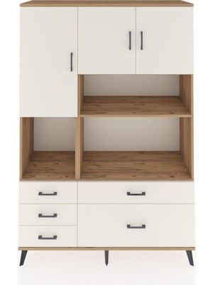 Dienni Hyperion Dolap 8 Raflı 5 Çekmeceli 3 Kapaklı 132X44X195 Çam-Aytaşı/aytaşı