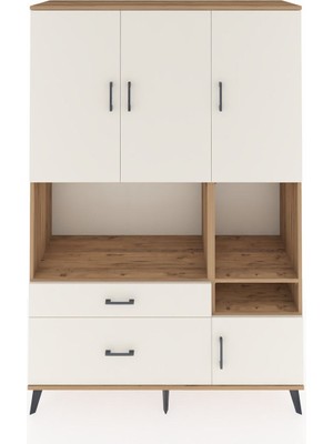 Dienni Hyperion Dolap 7 Raflı 2 Çekmeceli 4 Kapaklı 132X44X195 Çam-Aytaşı/aytaşı