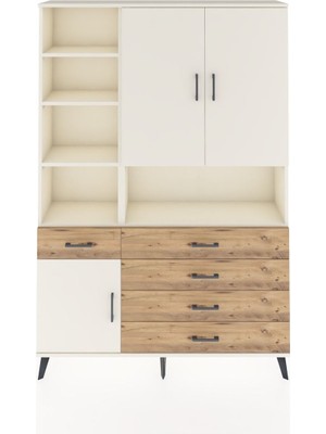 Dienni Arges Dolap 8 Raflı 5 Çekmeceli 3 Kapaklı 132X30X195 Aytaşı-Aytaşı/çam