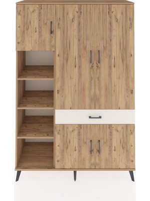 Dienni Hyperion Dolap 8 Raflı Tek Çekmeceli 5 Kapaklı 132X44X195 Çam-Çam/aytaşı