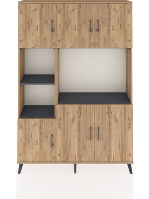 Dienni Arges Dolap 9 Raflı 6 Kapaklı 132X30X195 Çam-Çam/antrasit
