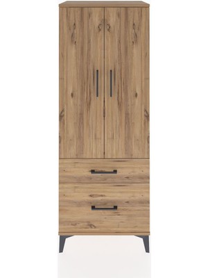 Dienni Hyperion Dolap 3 Raflı 2 Çekmeceli 2 Kapaklı 60X44X163 Çam-Çam