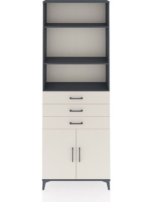 Dienni Arges Dolap 4 Raflı 3 Çekmeceli 2 Kapaklı 88X30X243 Antrasit-Aytaşı