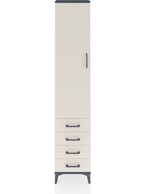 Dienni Arges Dolap 2 Raflı 4 Çekmeceli Tek Askılı 44X30X221 Antrasit-Aytaşı