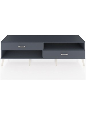 Dienni Hyperion Tv Ünitesi Tek Raflı 2 Çekmeceli  176X44X51 Antrasit-Antrasit/antrasit
