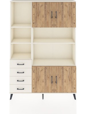 Dienni Arges Dolap 8 Raflı 4 Çekmeceli 4 Kapaklı 132X30X195 Aytaşı-Çam/aytaşı