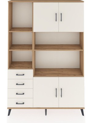 Dienni Arges Dolap 8 Raflı 4 Çekmeceli 4 Kapaklı 132X30X195 Çam-Aytaşı/aytaşı