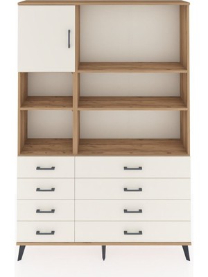 Dienni Arges Dolap 7 Raflı 8 Çekmeceli Tek Kapaklı  132X30X195 Çam-Aytaşı/aytaşı