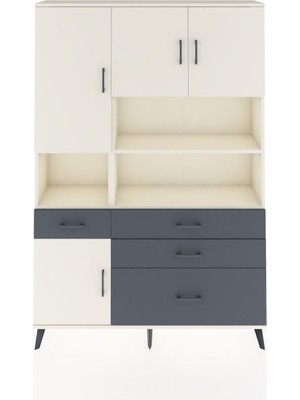 Dienni Arges Dolap 9 Raflı 4 Çekmeceli 4 Kapaklı 132X30X195 Aytaşı-Aytaşı/antrasit