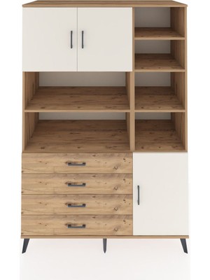 Dienni Kronos Dolap 9 Raflı 4 Çekmeceli 3 Kapaklı 132X59X195 Çam-Aytaşı/çam