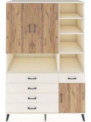 Dienni Kronos Dolap 8 Raflı 5 Çekmeceli 3 Kapaklı 132X59X195 Aytaşı-Çam/aytaşı