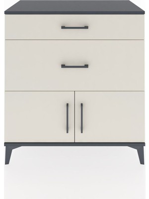 Dienni Hyperion Şifonyer 2 Çekmeceli 2 Kapaklı 88X44X96 Antrasit-Aytaşı