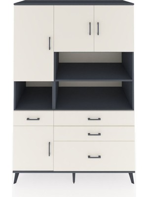 Dienni Kronos Dolap 9 Raflı 4 Çekmeceli 4 Kapaklı 132X59X195 Antrasit-Aytaşı/aytaşı