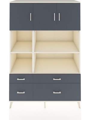 Dienni Kronos Dolap 8 Raflı 4 Çekmeceli 3 Kapaklı 132X59X195 Aytaşı-Antrasit/antrasit