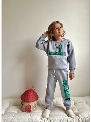 Miniko Kids Erkek Çocuk Minecraft Modelli 3 Iplik Şardonlu Eşofman Takımı