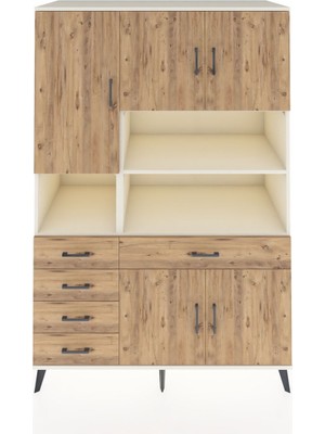 Dienni Kronos Dolap 9 Raflı 5 Çekmeceli 5 Kapaklı 132X59X195 Aytaşı-Çam/çam