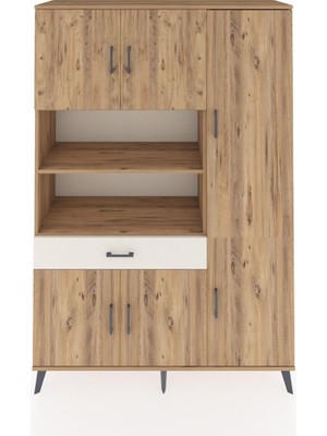Dienni Hyperion Dolap 10 Raflı Tek Çekmeceli 6 Kapaklı 132X44X195 Çam-Çam/aytaşı