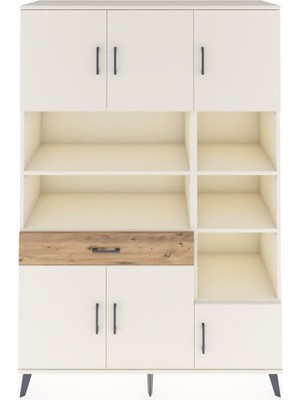 Dienni Hyperion Dolap 10 Raflı Tek Çekmeceli 6 Kapaklı 132X44X195 Aytaşı-Aytaşı/çam