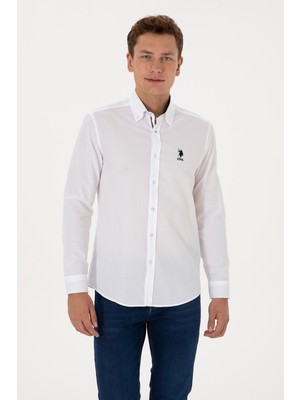 U.s. Polo Assn. Erkek Beyaz Gömlek Desenli 50308524-VR013