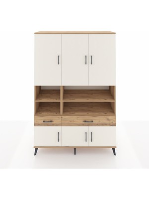 Dienni Hyperion Dolap 8 Raflı 2 Çekmeceli 6 Kapaklı 132X44X195 Çam-Aytaşı/çam