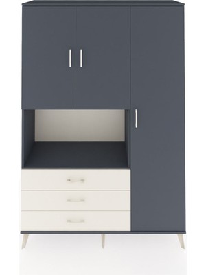 Dienni Hyperion Dolap 7 Raflı 3 Çekmeceli 3 Kapaklı 132X44X195 Antrasit-Antrasit/aytaşı