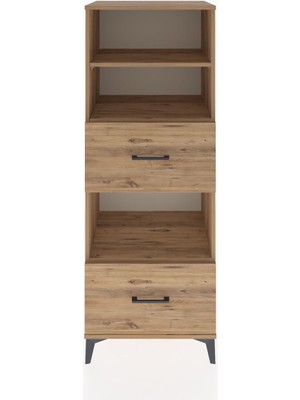 Dienni Hyperion Dolap 3 Raflı 2 Çekmeceli 60X44X163 Çam-Çam