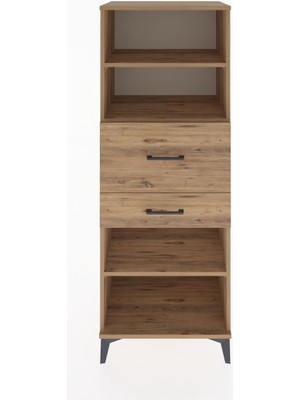 Dienni Hyperion Dolap 3 Raflı 2 Çekmeceli 60X44X163 Çam-Çam