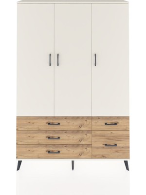 Dienni Arges Dolap 5 Raflı 5 Çekmeceli Tek Askılı 132X30X195 Aytaşı-Aytaşı/çam