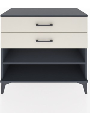Dienni Hyperion Şifonyer Tek Raflı 2 Çekmeceli 88X44X80 Antrasit-Aytaşı