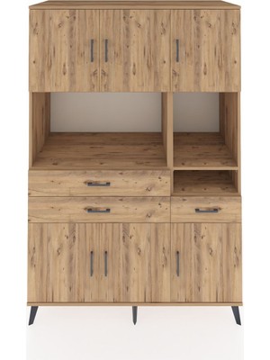 Dienni Kronos Dolap 9 Raflı 3 Çekmeceli 6 Kapaklı 132X59X195 Çam-Çam/çam