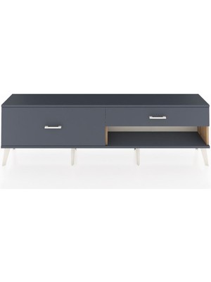 Dienni Arges Tv Ünitesi 2 Çekmeceli  176X30X51 Çam-Antrasit/antrasit