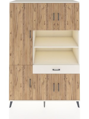 Dienni Kronos Dolap 10 Raflı Tek Çekmeceli 6 Kapaklı 132X59X195 Aytaşı-Çam/aytaşı