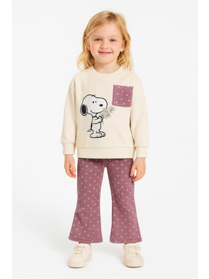 Seabubbles Çiçekli Kadife Taytlı Kışlık Çocuk Taytlı Takım