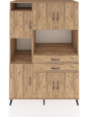 Dienni Kronos Dolap 8 Raflı 2 Çekmeceli 6 Kapaklı 132X59X195 Çam-Çam/çam