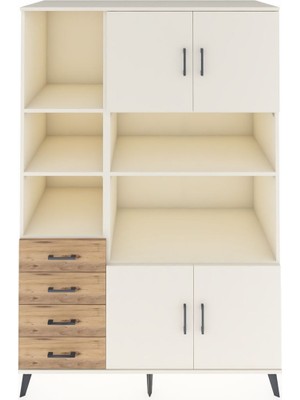 Dienni Kronos Dolap 8 Raflı 4 Çekmeceli 4 Kapaklı 132X59X195 Aytaşı-Aytaşı/çam