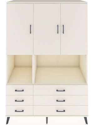 Dienni Kronos Dolap 6 Raflı 6 Çekmeceli 3 Kapaklı 132X59X195 Aytaşı-Aytaşı/aytaşı