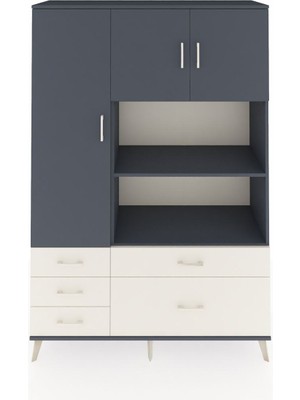 Dienni Hyperion Dolap 7 Raflı 5 Çekmeceli 3 Kapaklı 132X44X195 Antrasit-Antrasit/aytaşı