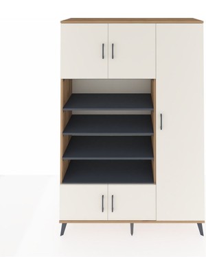 Dienni Hyperion Dolap 11 Raflı 5 Kapaklı 132X44X195 Çam-Aytaşı/antrasit