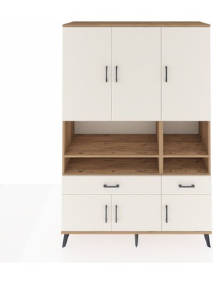 Dienni Hyperion Dolap 8 Raflı 2 Çekmeceli 6 Kapaklı 132X44X195 Çam-Aytaşı/aytaşı