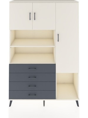Dienni Hyperion Dolap 8 Raflı 4 Çekmeceli 3 Kapaklı 132X44X195 Aytaşı-Aytaşı/antrasit