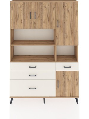 Dienni Arges Dolap 9 Raflı 4 Çekmeceli 4 Kapaklı 132X30X195 Çam-Çam/aytaşı