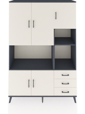 Dienni Hyperion Dolap 9 Raflı 3 Çekmeceli 5 Kapaklı 132X44X195 Antrasit-Aytaşı/aytaşı
