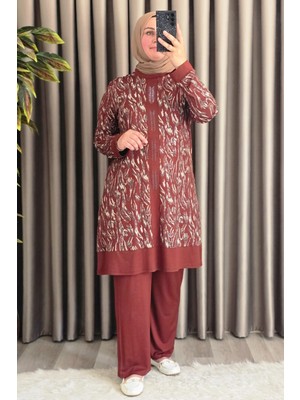 Elmas Tesettür Kadın Tesettür Giyim Büyük Beden Şerit Desenli Nisa Takım