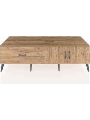 Dienni Kronos Tv Ünitesi Tek Raflı Tek Çekmeceli 2 Kapaklı 176X59X51 Çam-Çam/çam